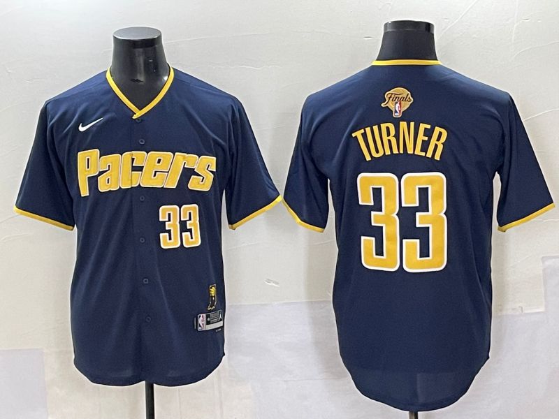 Men 2025 Indiana Pacers 33 Turner Blue Joint Name NBA Jersey style 21